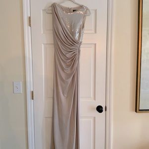 Adrianna Papell Champagne Ruched Sequin Dress
